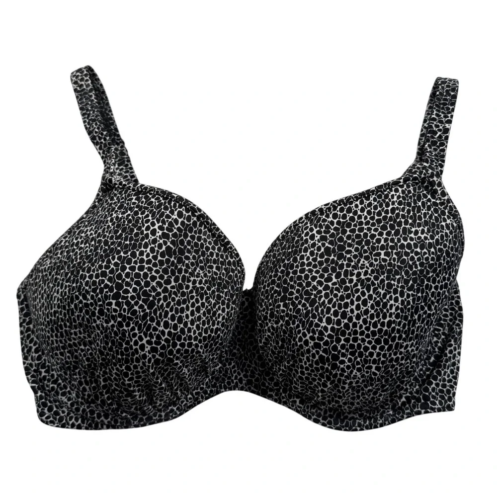 Freya Run Wild Moulded Bikini Top Womens 32DD Black White Underwire AS4616BLK